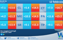 Temperature previste per sabato 12 febbraio 2022 in Sicilia