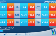 Temperature previste per domenica 20 febbraio 2022 in Sicilia