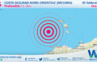 Sicilia: scossa di terremoto magnitudo 2.5 nei pressi di Costa Siciliana nord-orientale (Messina)