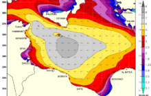 Sabato attese onde fino a 6-7 metri sul Canale di Sicilia. Fino a 4-5 metri sul Mar Ionio.