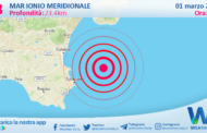 Sicilia: scossa di terremoto magnitudo 2.8 nel Mar Ionio Meridionale (MARE)