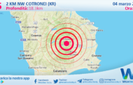 Sicilia: scossa di terremoto magnitudo 2.5 nei pressi di Cotronei (KR)