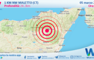 Sicilia: scossa di terremoto magnitudo 2.7 nei pressi di Maletto (CT)