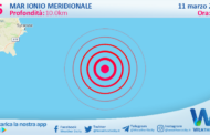 Sicilia: scossa di terremoto magnitudo 2.6 nel Mar Ionio Meridionale (MARE)