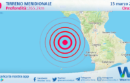 Sicilia: scossa di terremoto magnitudo 2.9 nel Tirreno Meridionale (MARE)