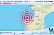 Scossa di terremoto magnitudo 2.8 nei pressi di Costa Calabra sud-occidentale (Catanzaro, Vibo Valentia, Reggio di Calabria)