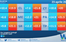 Temperature previste per sabato 23 aprile 2022 in Sicilia