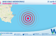 Scossa di terremoto magnitudo 3.5 nel Mar Ionio Meridionale (MARE)