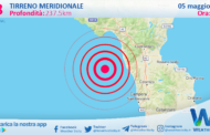 Scossa di terremoto magnitudo 2.8 nel Tirreno Meridionale (MARE)