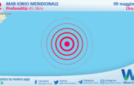 Scossa di terremoto magnitudo 3.2 nel Mar Ionio Meridionale (MARE)