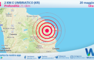 Scossa di terremoto magnitudo 3.3 nei pressi di Umbriatico (KR)