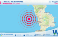 Scossa di terremoto magnitudo 2.6 nel Tirreno Meridionale (MARE)