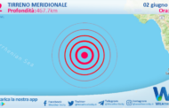 Scossa di terremoto magnitudo 3.2 nel Tirreno Meridionale (MARE)