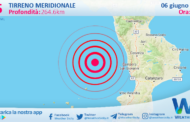 Scossa di terremoto magnitudo 2.5 nel Tirreno Meridionale (MARE)