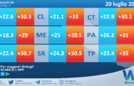 Temperature previste per mercoledì 20 luglio 2022 in Sicilia