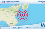 Scossa di terremoto magnitudo 3.1 nel Mar Ionio Meridionale (MARE)