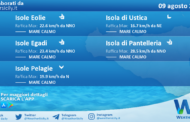 Sicilia, isole minori: condizioni meteo-marine previste per martedì 09 agosto 2022