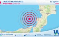 Scossa di terremoto magnitudo 3.0 nel Tirreno Meridionale (MARE)