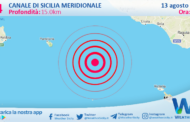 Scossa di terremoto magnitudo 3.4 nel Canale di Sicilia meridionale (MARE)