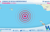 Scossa di terremoto magnitudo 2.7 nel Canale di Sicilia meridionale (MARE)