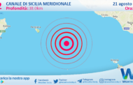 Scossa di terremoto magnitudo 3.2 nel Canale di Sicilia meridionale (MARE)