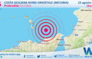 Scossa di terremoto magnitudo 2.5 nei pressi di Costa Siciliana nord-orientale (Messina)