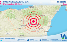 Scossa di terremoto magnitudo 2.5 nei pressi di Regalbuto (EN)