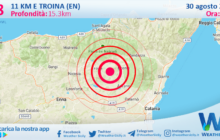 Scossa di terremoto magnitudo 2.8 nei pressi di Troina (EN)