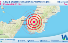 Scossa di terremoto magnitudo 2.6 nei pressi di Santo Stefano in Aspromonte (RC)