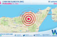 Scossa di terremoto magnitudo 2.6 nei pressi di Floresta (ME)