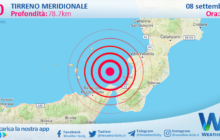 Scossa di terremoto magnitudo 3.0 nel Tirreno Meridionale (MARE)