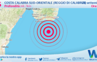 Scossa di terremoto magnitudo 2.5 nei pressi di Costa Calabra sud-orientale (Reggio di Calabria)