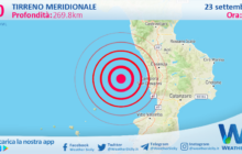 Scossa di terremoto magnitudo 3.0 nel Tirreno Meridionale (MARE)