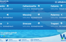 Sicilia: condizioni meteo-marine previste per martedì 11 ottobre 2022