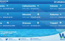 Meteo Sicilia: condizioni meteo-marine previste per domenica 23 ottobre 2022