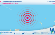 Scossa di terremoto magnitudo 2.7 nel Tirreno Meridionale (MARE)