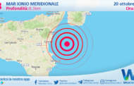 Scossa di terremoto magnitudo 3.3 nel Mar Ionio Meridionale (MARE)