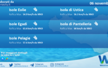 Meteo Sicilia, isole minori: condizioni meteo-marine previste per domenica 06 novembre 2022