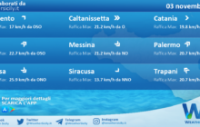 Meteo Sicilia: condizioni meteo-marine previste per giovedì 03 novembre 2022