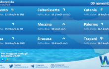 Meteo Sicilia: condizioni meteo-marine previste per mercoledì 09 novembre 2022