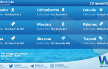 Meteo Sicilia: condizioni meteo-marine previste per sabato 19 novembre 2022