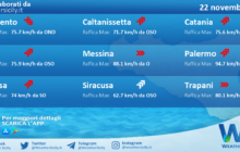 Meteo Sicilia: condizioni meteo-marine previste per martedì 22 novembre 2022