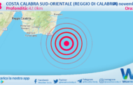 Scossa di terremoto magnitudo 2.8 nei pressi di Costa Calabra sud-orientale (Reggio di Calabria)