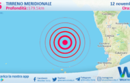 Scossa di terremoto magnitudo 2.6 nel Tirreno Meridionale (MARE)