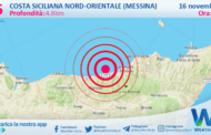 Scossa di terremoto magnitudo 2.6 nei pressi di Costa Siciliana nord-orientale (Messina)