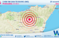 Scossa di terremoto magnitudo 2.6 nei pressi di San Teodoro (ME)