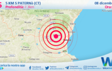 Scossa di terremoto magnitudo 2.5 nei pressi di Paternò (CT)