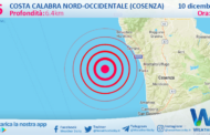 Scossa di terremoto magnitudo 2.6 nei pressi di Costa Calabra nord-occidentale (Cosenza)