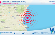 Scossa di terremoto magnitudo 3.0 nei pressi di Costa Catanese (Catania)