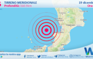 Scossa di terremoto magnitudo 2.5 nel Tirreno Meridionale (MARE)